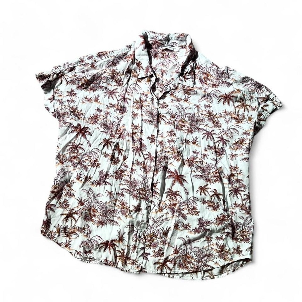 Palm Tree Tropical Resort Cruise Vacation‎ Beachy Collared Button Down Mens XL